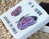 Butterfly Wedding Favors, Save the Date Magnets, Pink and Purple, Set of 25