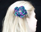 Eco Friendly Organic Bamboo Crocheted Flower Hair Clip - Hyacinth