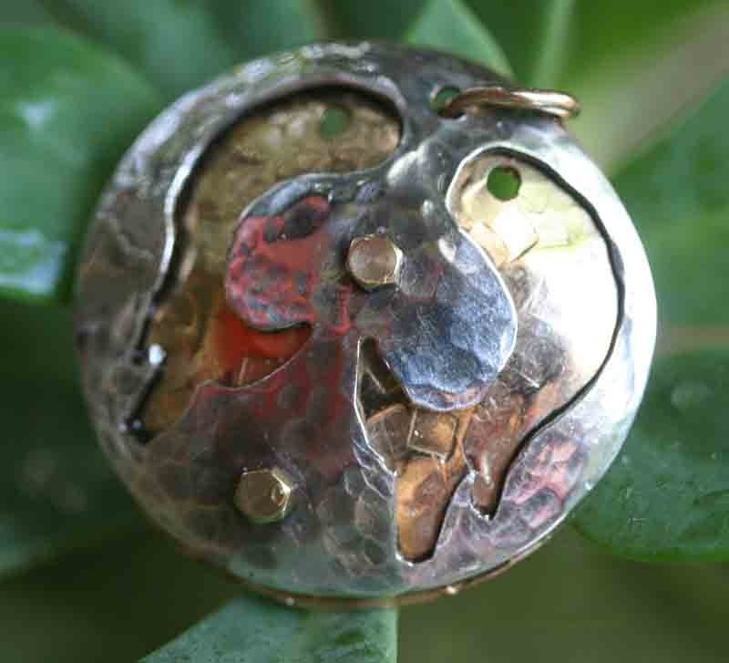 Gold and Sterling Fish Pendant Necklace 1 inch