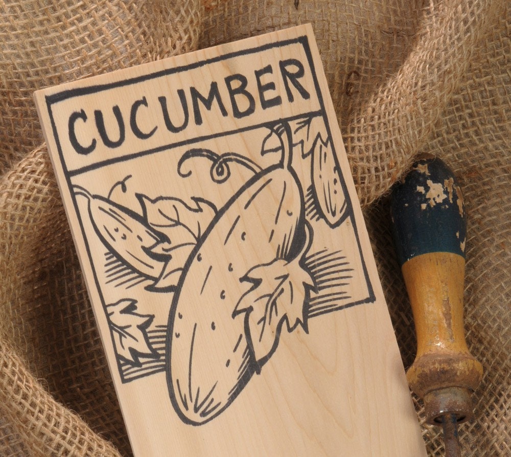Hand-DRAWN Garden Marker for Cucumber