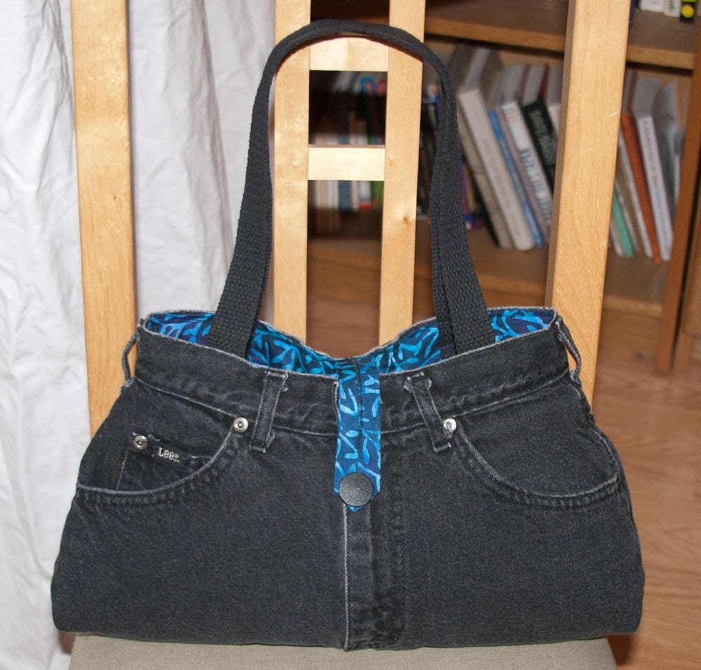 No. 385 - Black Denim Upcycled Mini-Tote