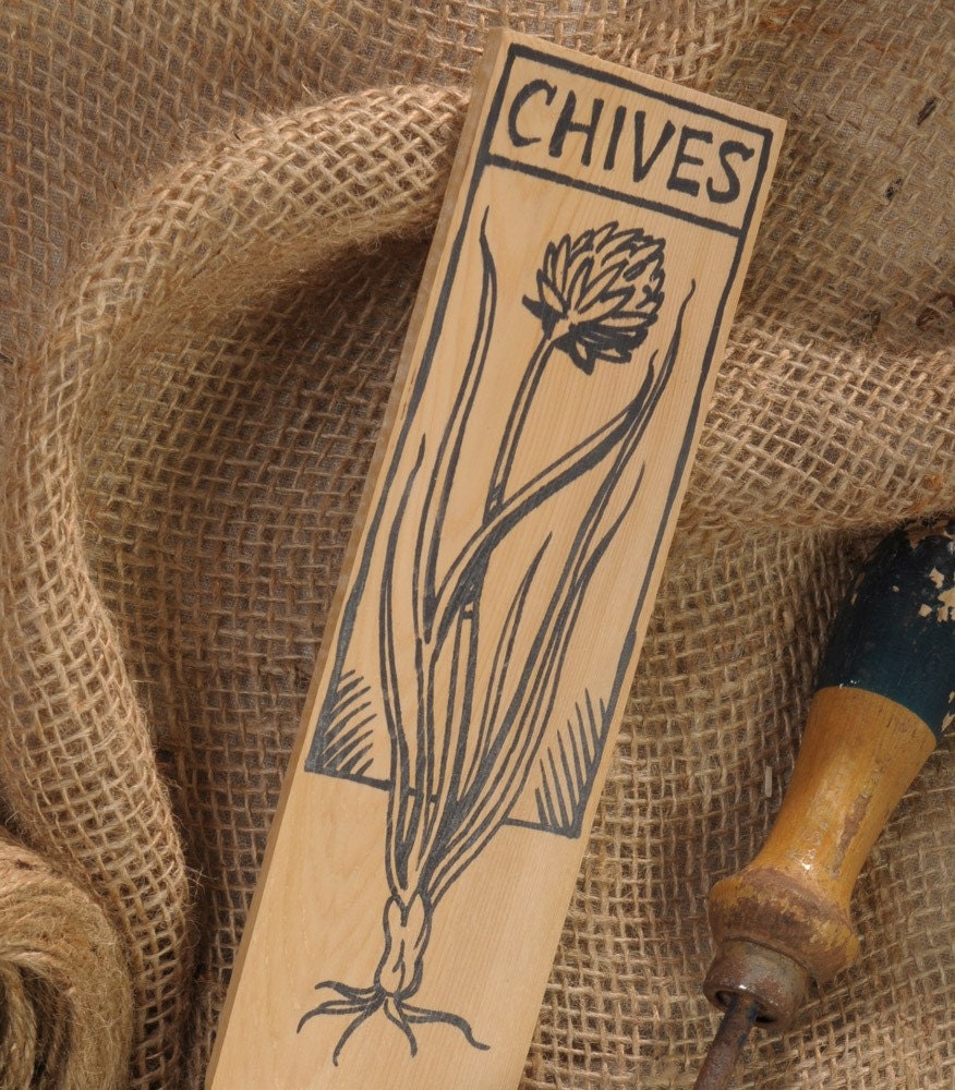 Hand-DRAWN Garden Marker for Chives