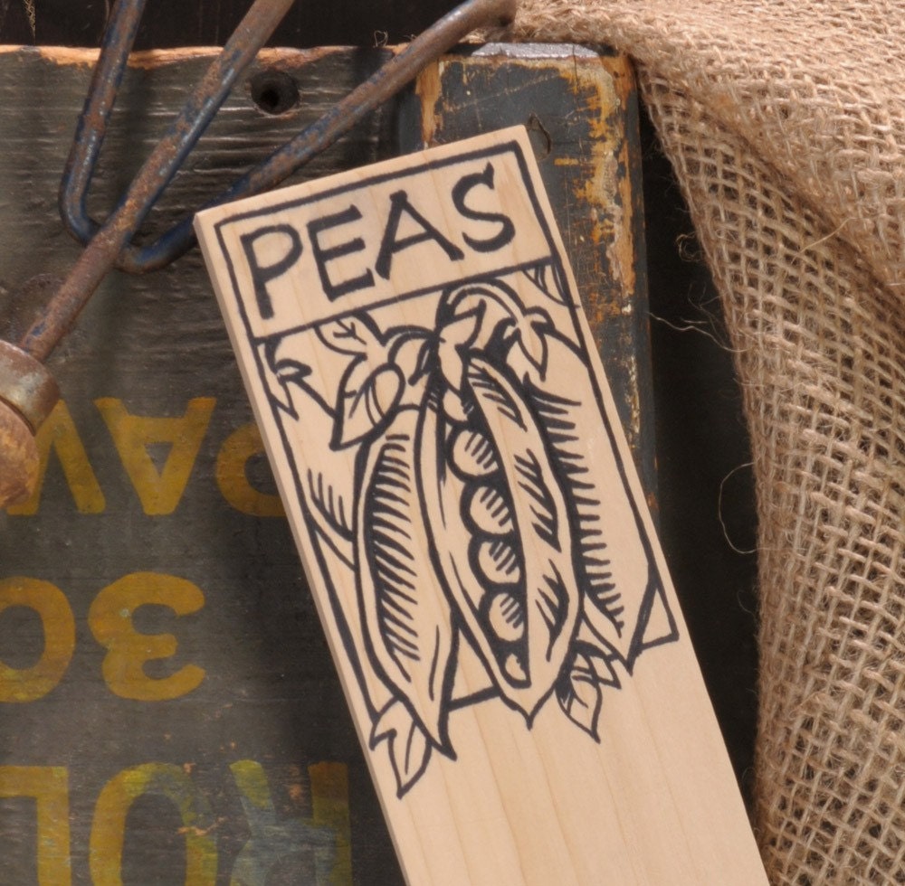 Hand-DRAWN Garden Marker for Peas