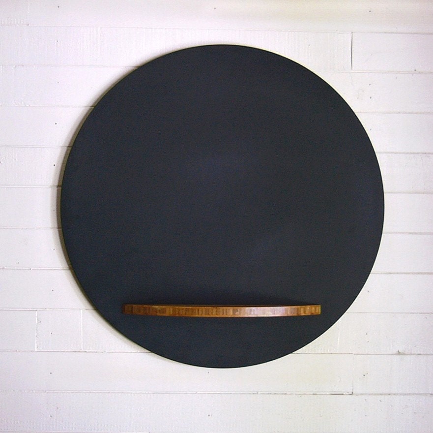 Round Chalkboard with Bamboo Tray, 26 Inches, Wall Hanging Modern