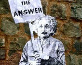 Graffiti Photography - Valentines Day Gift - Bansky Street Art - Love is the Answer - 5 x 7 Print - Neutral - Urban Photograph - Einstein