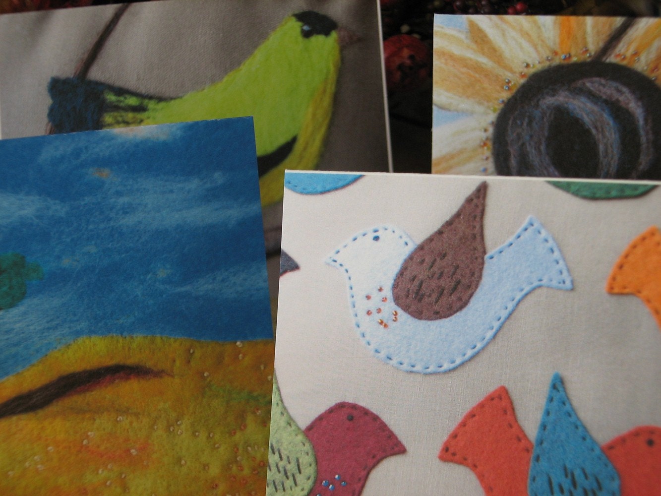 ON SALE -- Nestle and Soar Studio Note Card Set of 6, bird, tree, sunflower, nature, stationery