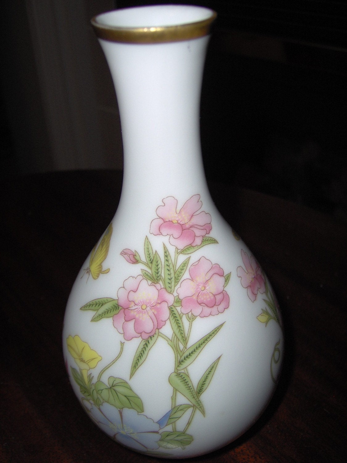 Vintage Mini Bud Vase by Bareuther Waldsassen Bavaria Germany 212- Flowers and Butterflies in Pastels vgc vtg
