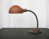 Antique Industrial Gooseneck Lamp -- Cast Iron Base