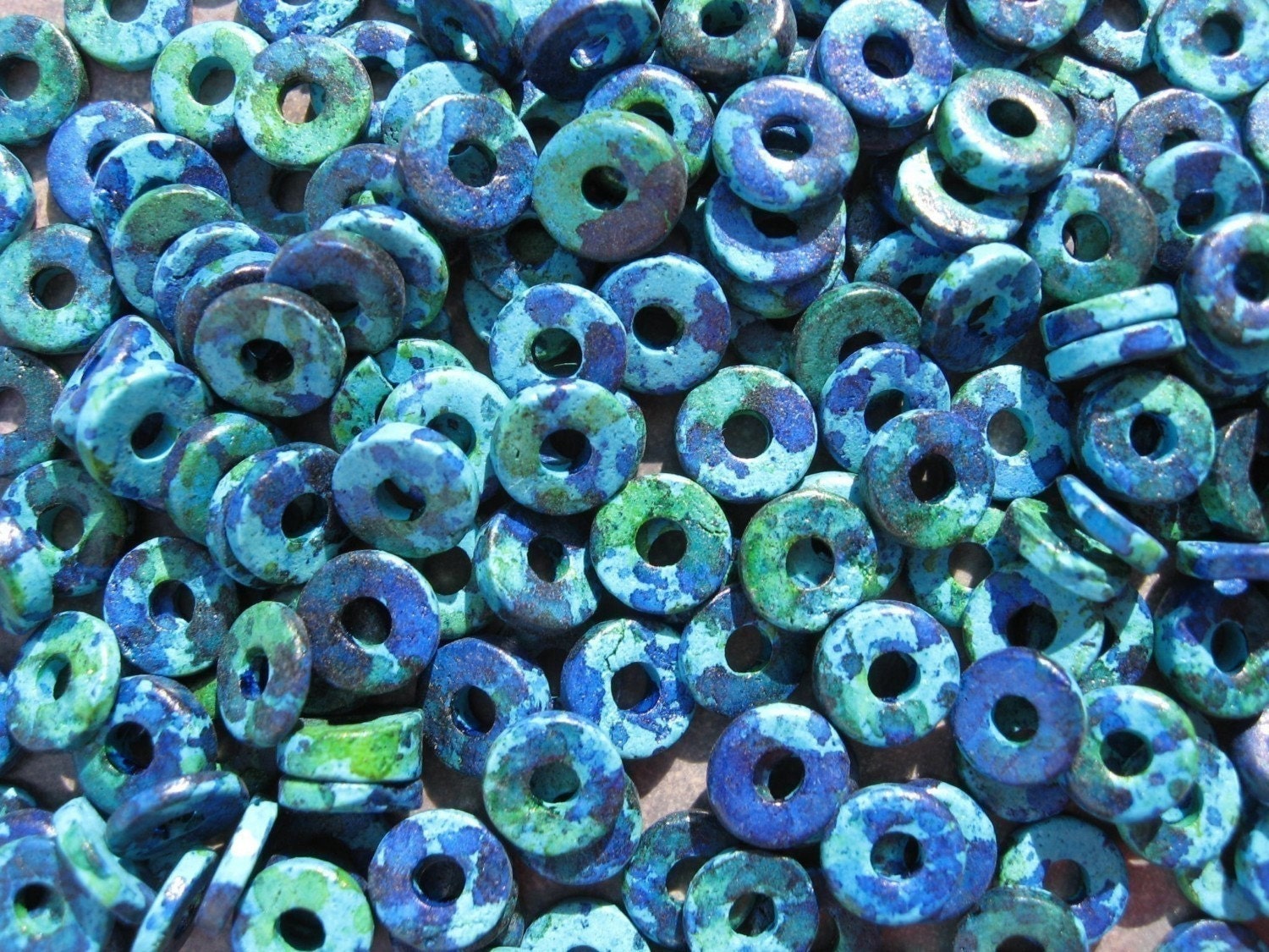 50 GREEK CERAMIC BEADS Aegean 6mm Round Washer - Disk