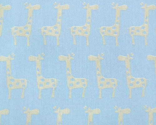 SALE 20% off-Decorative Designer Fabric-Putty Giraffe on Sky Blue-1 yard