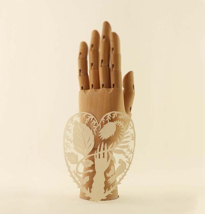 4 Original Papercut PRINTED PATTERNS. Ready to cut by yourself. 4 Heart Silhouettes.