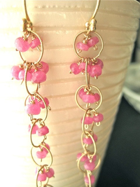 Nice Dream Pink Ruby Gemstone Earrings