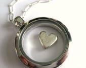 Heart of Silver-  Lg. Glass Memory Locket, hand sculpted