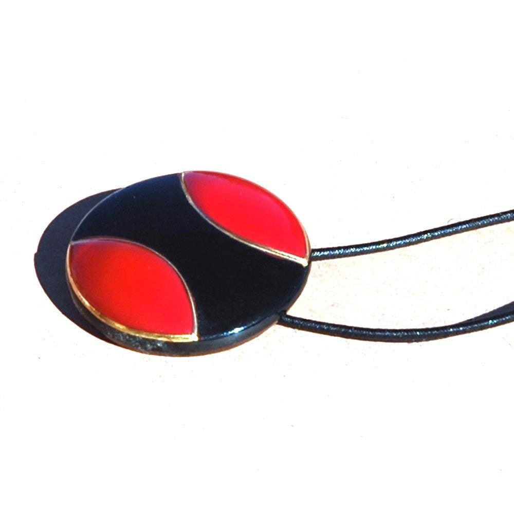 Hair Accessory, Red and Black Enamel Ponytail Holder