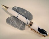Handcrafted Acrylic White with Black Swirls Ink Pen Free Shipping