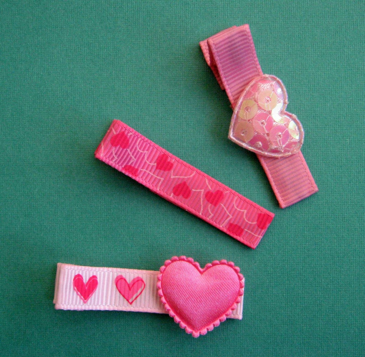 Pink Heart Hair Clips - No Slip Hair Clips