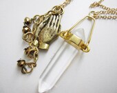Mystic hands and quartz necklace