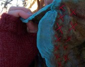 NEW- Nuno Felt Cowl with Embroidery- Hand Made OOAK
