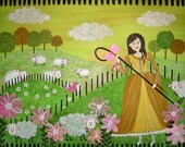 Bo Peep & Sheep Kids Wall Art for Kids Room Art - Girls Kids Art Prints from Original Kids Paintings by TwoLittleWitches