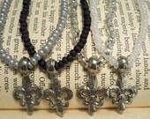 Silver Hammered Fleur de Lis Necklace- Pick Your Color
