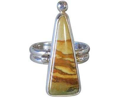 Picture Jasper Ring Set in Sterling Silver, Size 9  r9pjg1419