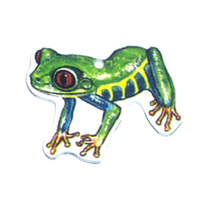 6 Tree FROG pendant charms ... handcut, illustration