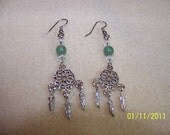 pewter Dreamcatcher Earrings w/ Jade Beads