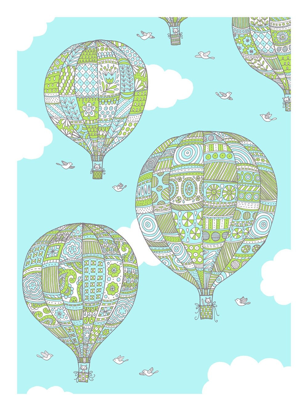 Hot Air Balloon- Limited edition screen print -18x24