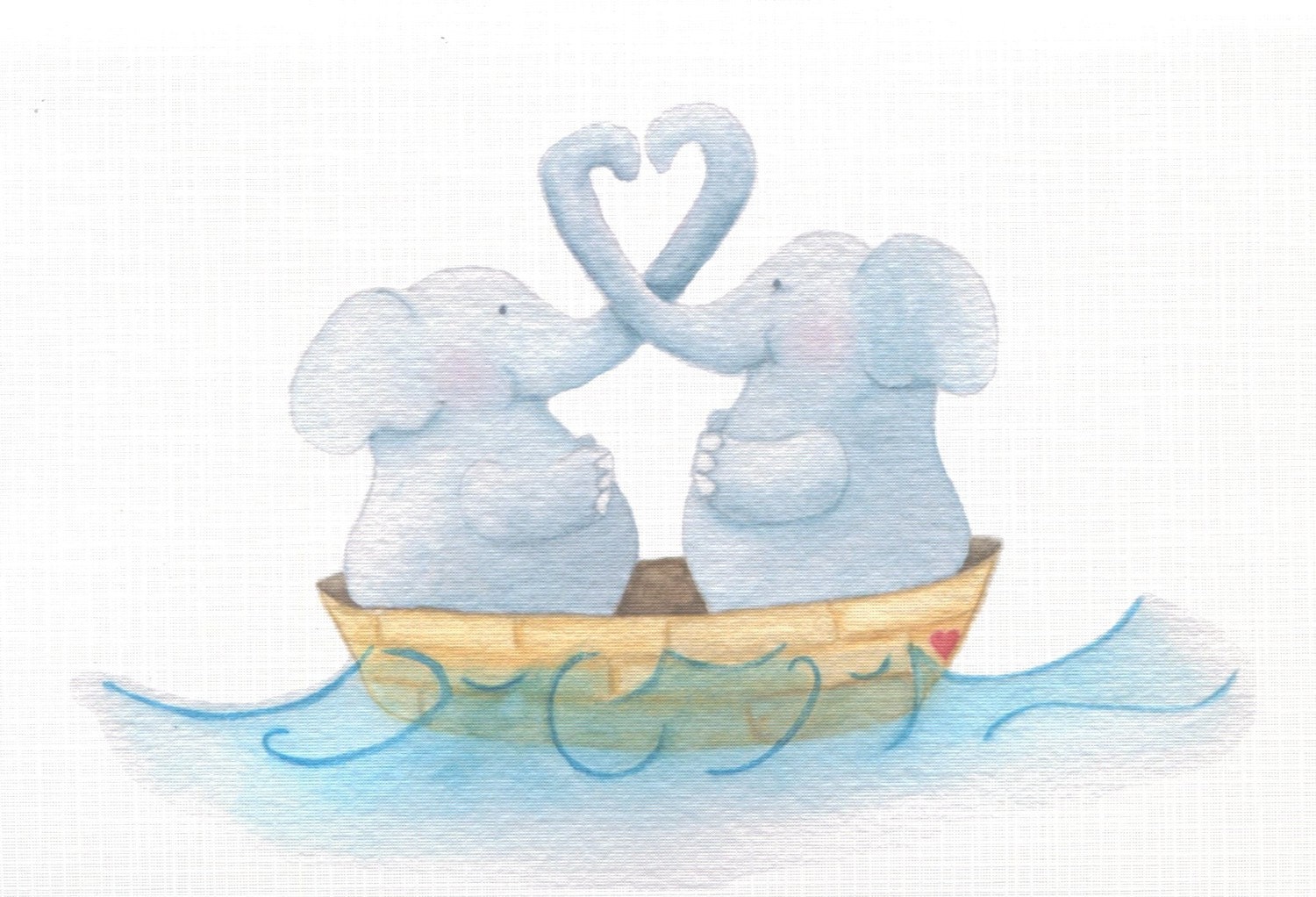Elephants on the Sea of Love Card