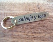 Wild and Crazy etched brass keychain