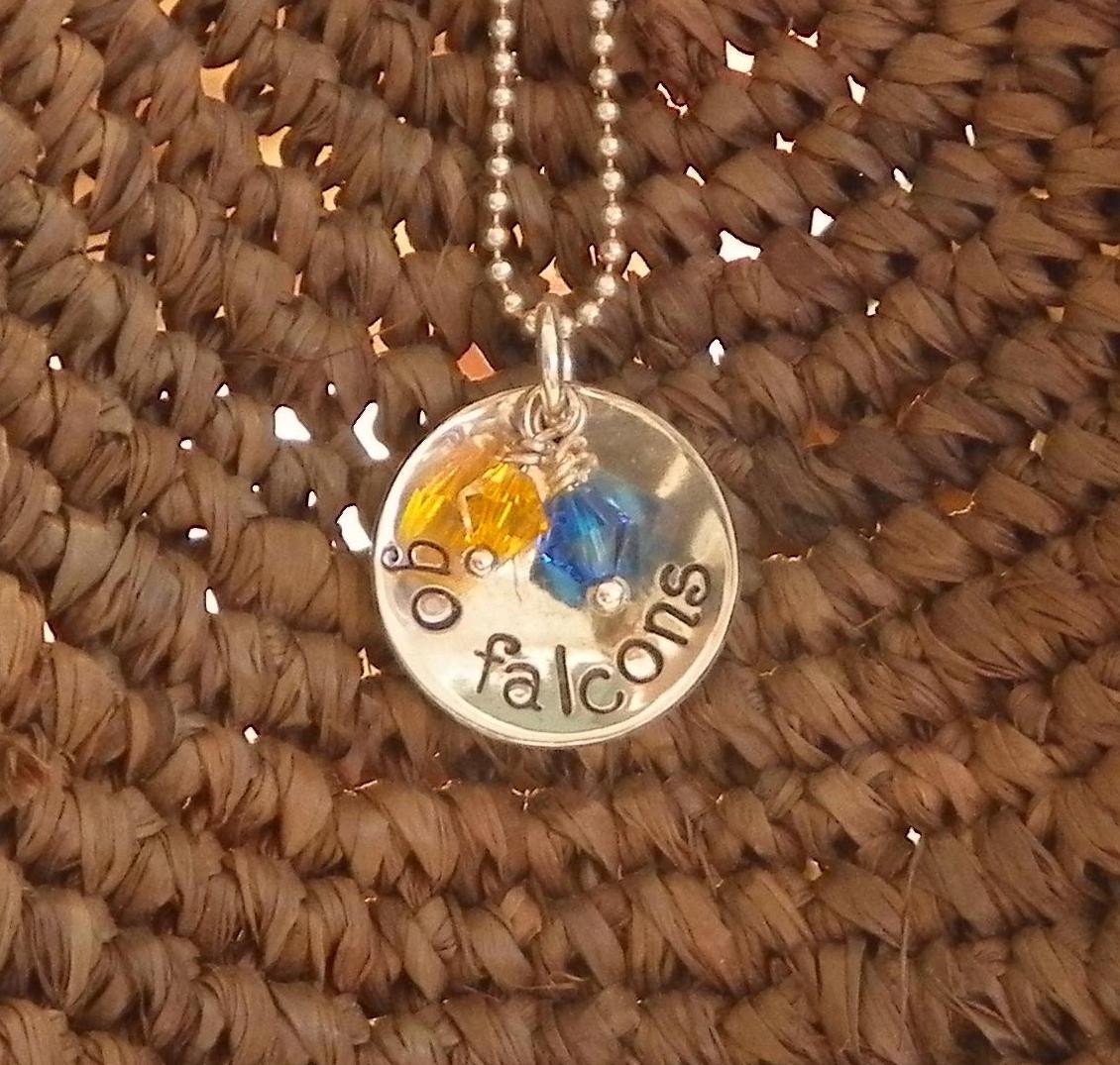 Sterling Silver Hand Stamped Necklace with Crystals- personalized