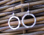 Silver Hammered Hoop Earrings