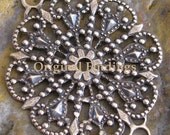 Round Brass Filigree Connector 2 Rings Antiqued Brass Jewelry Findings 1021 - 6 pcs
