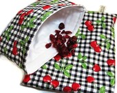 Cherries on Black Gingham Sandwich and Snack Bag Set, Reusable