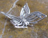 12 Antique Silver Filigree Butterfly Connector Jewelry Finding 620
