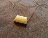 SALE  Brushed Vermeil Trapezoid and Gold Fill Necklace geometric jewelry   SALE