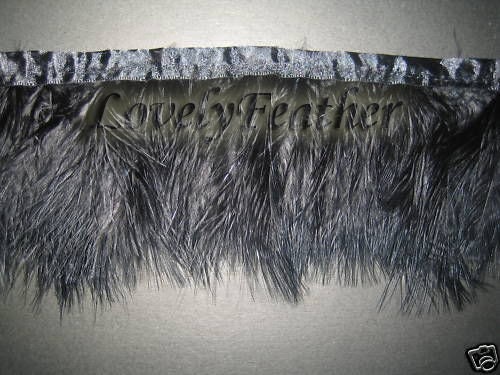 Marabou Feather fringe of black color 2 yards trim