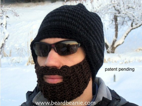 beard beanie - black and charcoal striped S/M