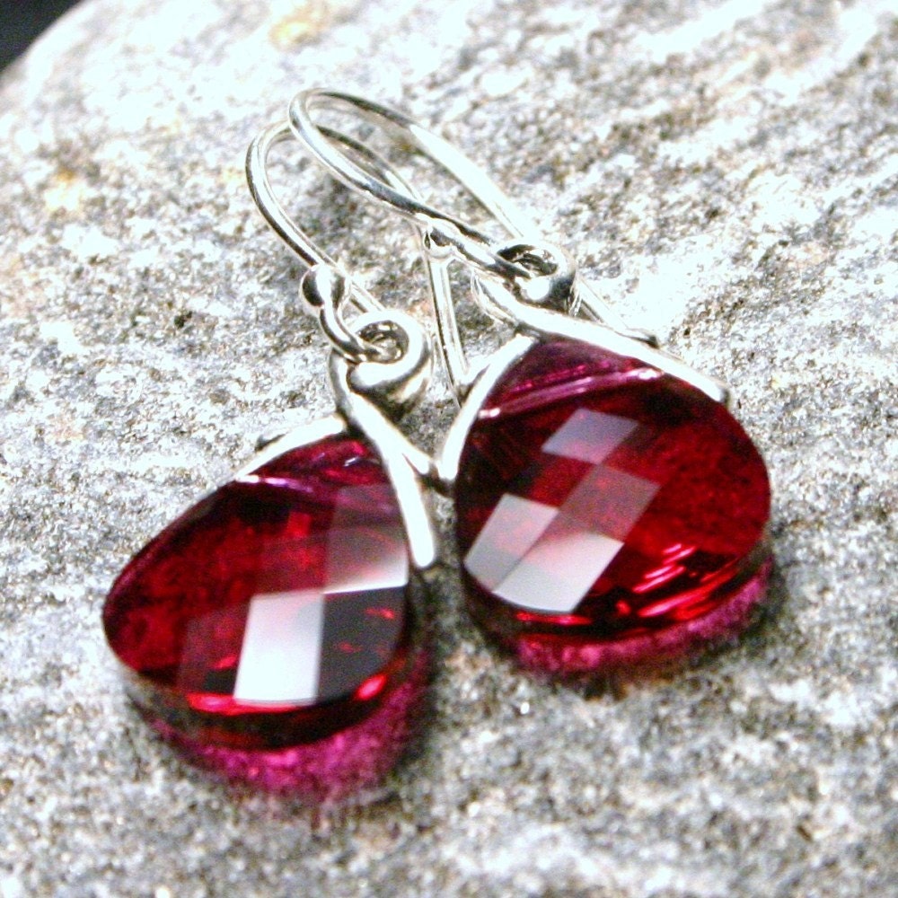 Cardinal ... Ruby Red Swarovski Briolette and Sterling Silver ... Earrings