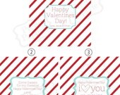 Valentines Day Collection- RED Personalized Candy Bar Labels - Printable PDF