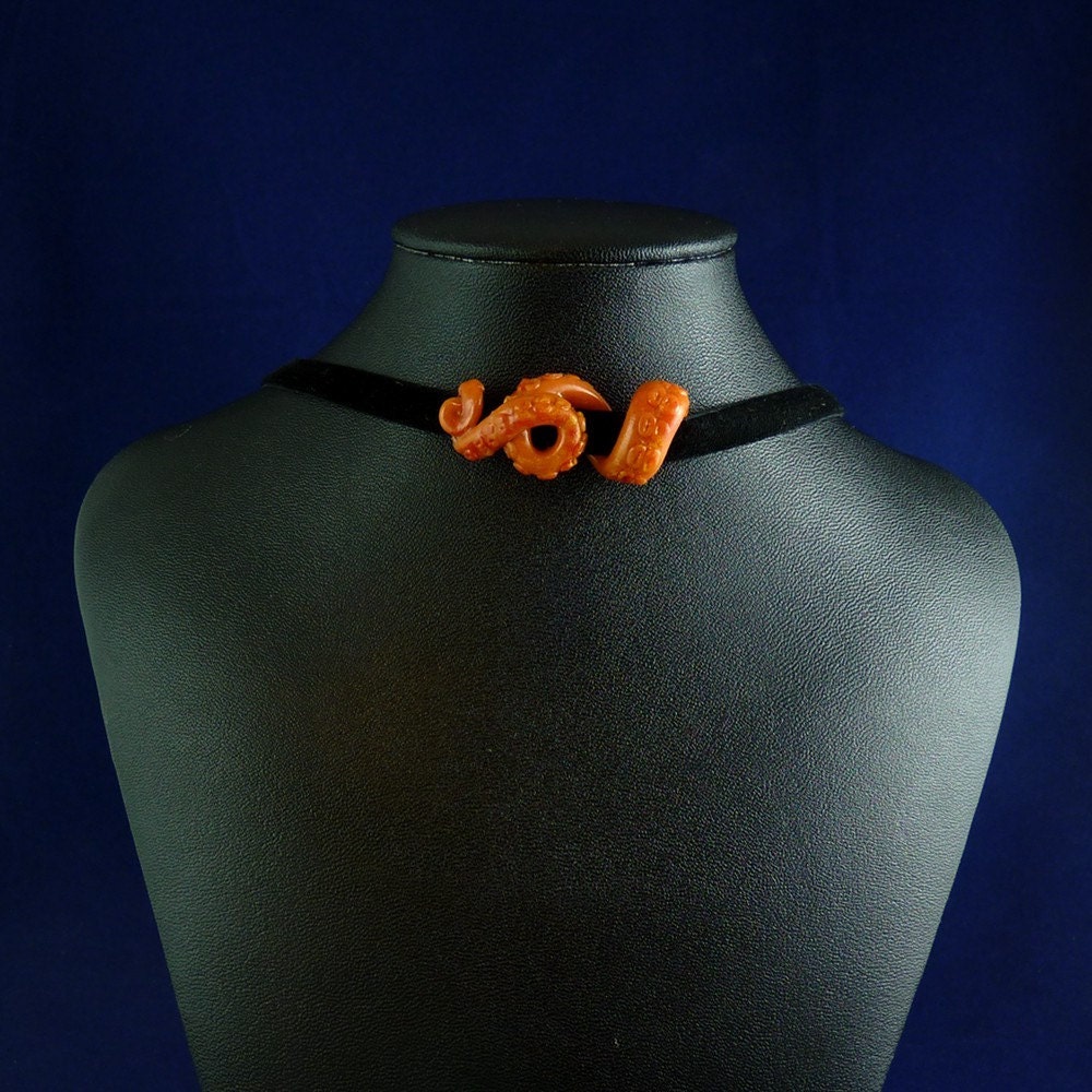 Orange Tentacle Choker - Handmade Polymer Clay Jewelry