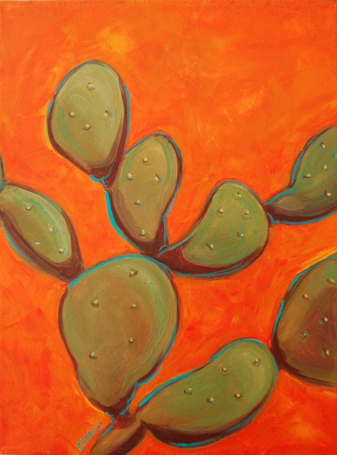 Local Cacti - Original Watercolor on Canvas - 12 x 16