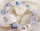 Lampwork Swarovski Sterling Bali Silver Bracelet Heavenly Dreams