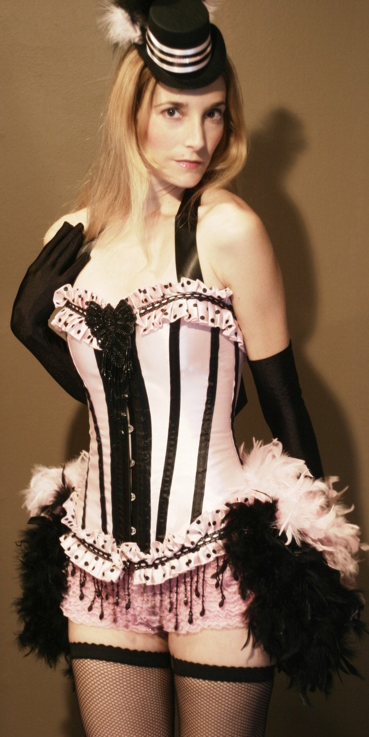 COTTON CANDY Circus Burlesque Corset Costume Pink Black XXL/2XL