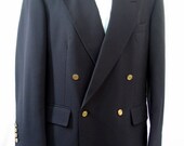 Mens Vintage Suit Coat  Double Breasted 1980s Jacket Size 42