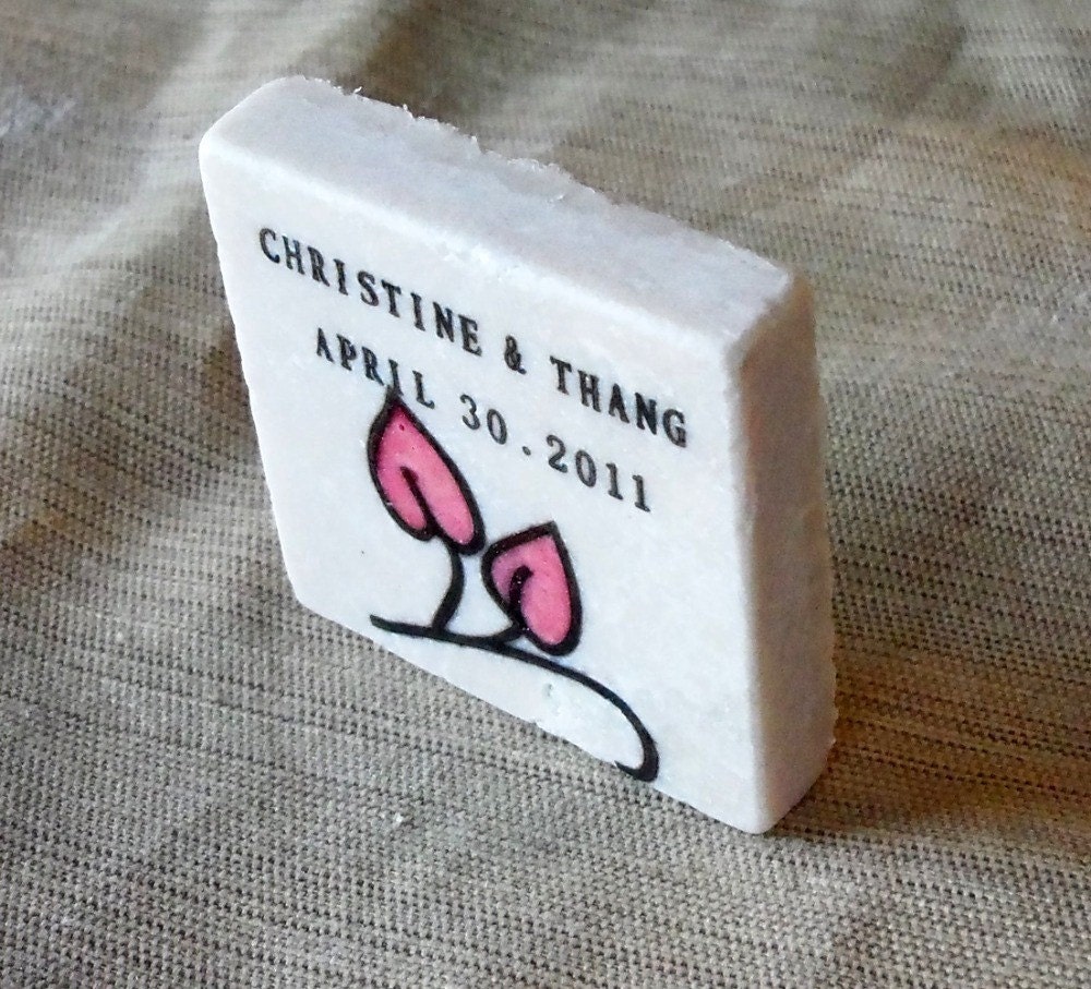 Pink and Black Flower Wedding Favors, Save the Date Magnets, Set of 25