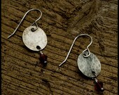 Geneve - Swarovski and recycled sterling silver hammered oxidized disc earrings