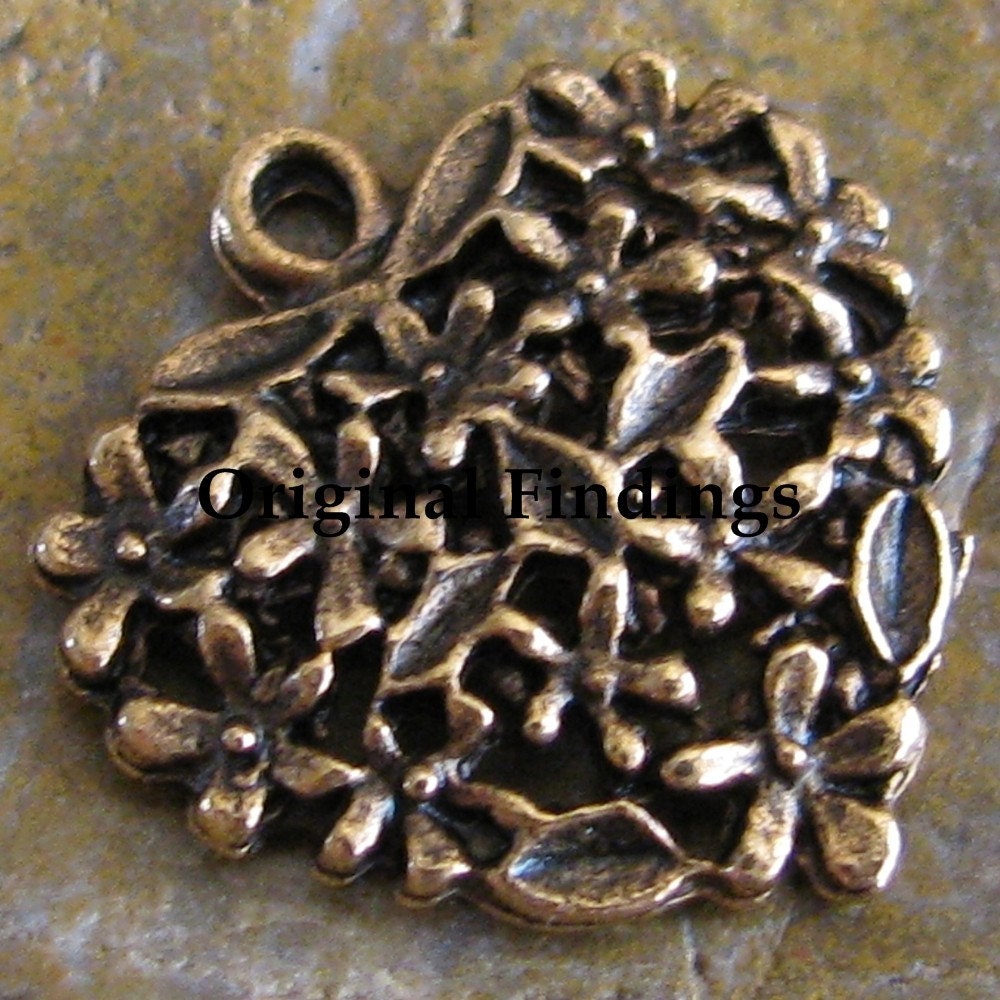 6 Antique Gold Pewter Heart Charms Pendents Jewelry Findings 18