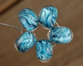 Pacific Northwest Seas - Dan O Lampwork Beads - Set of 5 Encased