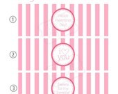 Valentines Day Collection-Treat Bag Tags:Pink STRIPES-Printable PDF